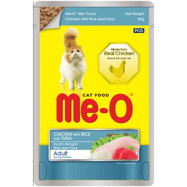 Me-O Chicken with rice and tuna Adult cat wet food 80g